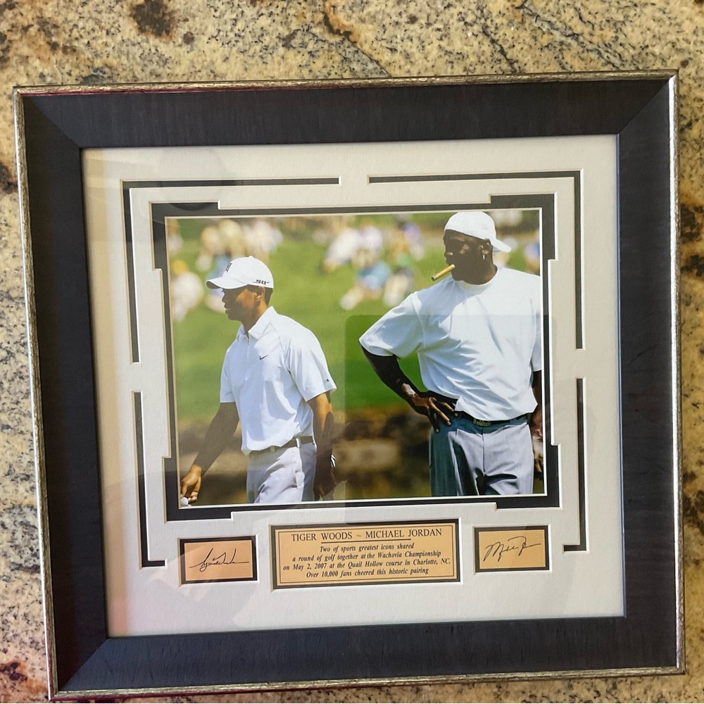 Tiger Woods / Michael Jordan framed golf picture